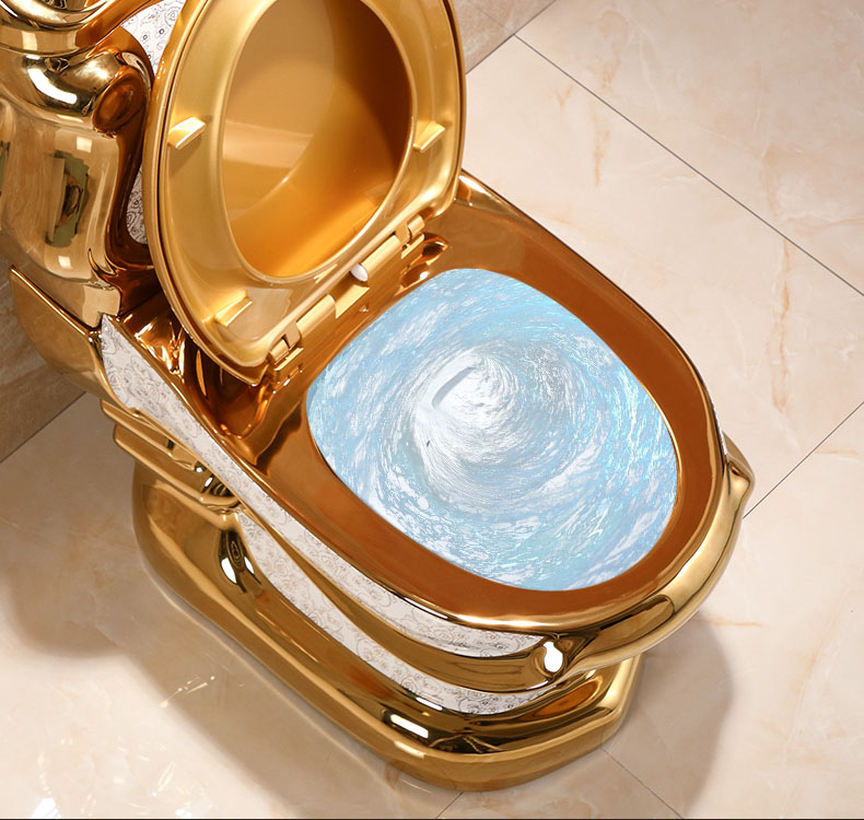 Western Style Bathroom Gold Toilet Set Chaozhou High Quality